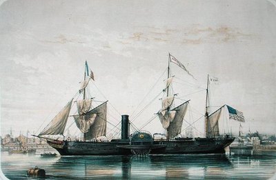 ルアーブルのフロリダ盆地のSSフランクリン、1851年頃 作： ルイ・ル・ブルトン